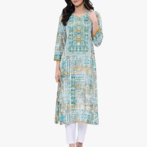 BIBA Women Printed Rayon Straight Kurta