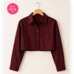 Greciilooks Women’s Oversized Button-Down Crop Shirt