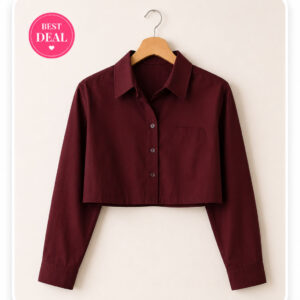 Greciilooks Women’s Oversized Button-Down Crop Shirt