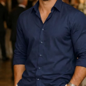 IndoPrimo Men's Classic Fit Solid Cotton Shirt