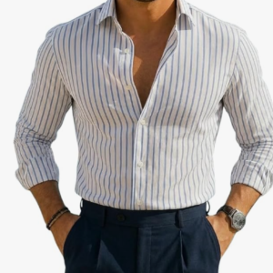 IndoPrimo Men's Slim Fit Striped Shirt | Full Sleeve Cotton Shirt