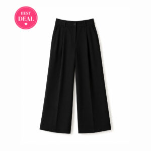 Women's Black High-Waist Wide Leg Formal Trousers