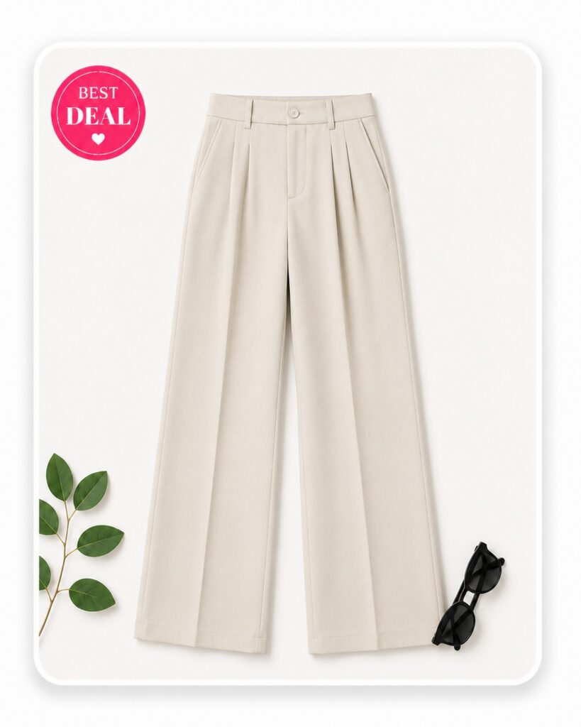 Elendra Women's High-Waisted Wide Leg Pleated Pants